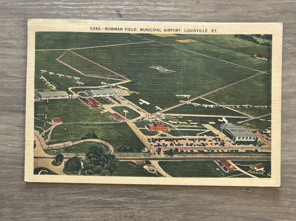 Bowman Field, Municipal Airport Louisville Kentucky KY Linen Postcard