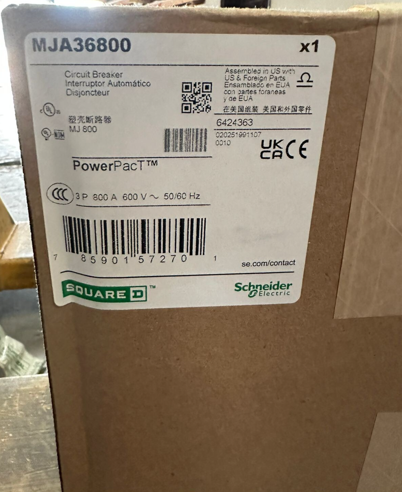 Square D  MJA36800 CIRCUIT BREAKER - 800A, 3 pole, 600VAC, Made in USA