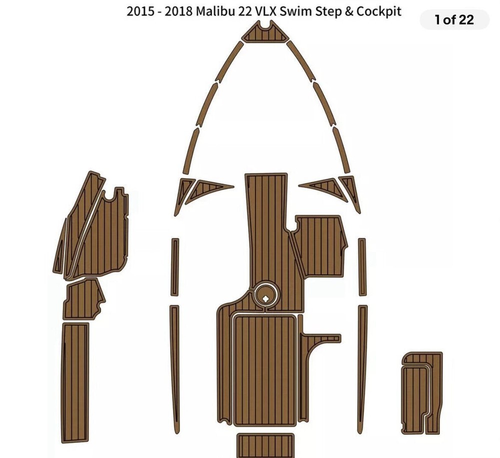 2015-2018 Malibu 22 VLX Cockpit Pad Boat EVA Foam Faux Teak Deck Floor Mat