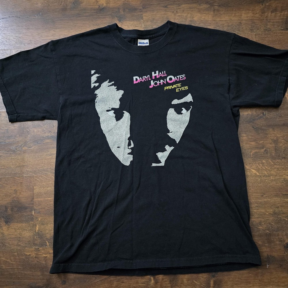 Daryl Hall John Oates Shirt Mens Large Black Private Eyes World Tour '82 Tee