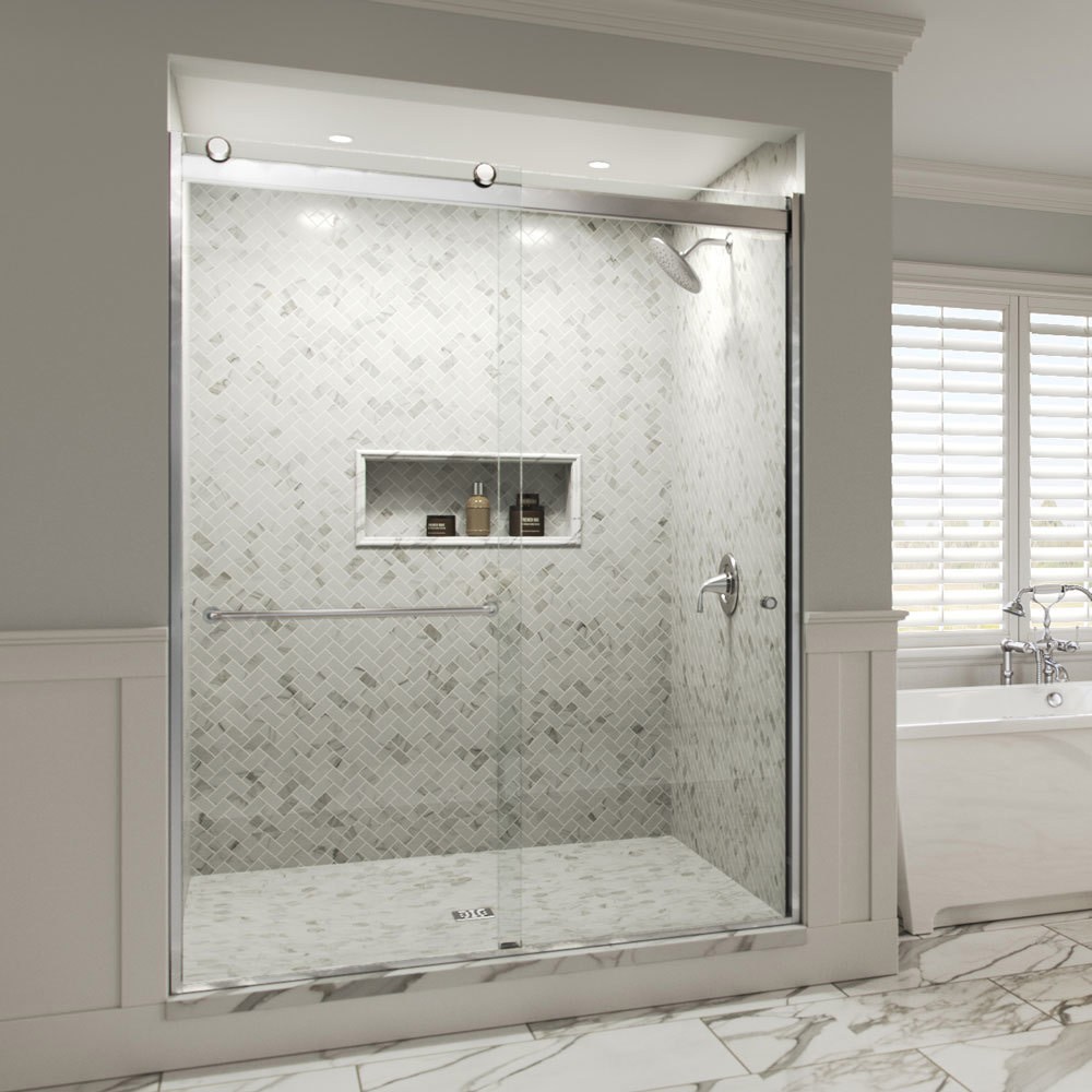 Miseno MSDREV4870CL 70H x 44-48W Chrome Sliding Framed Shower Door