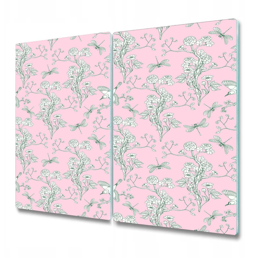 Glass Kitchen Chopping Board Worktop Saver Pink Blossom | Romantic | 2x30x52