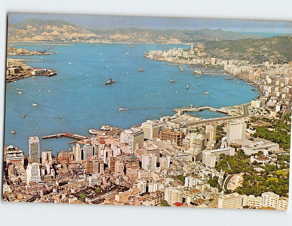 Postcard Aerial View Victoria Harbour Hong Kong