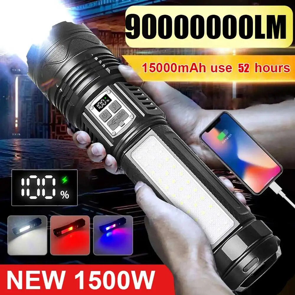 Powerful Super Bright LED Zoomable Flashlight Rechargeable Emergency Work Light