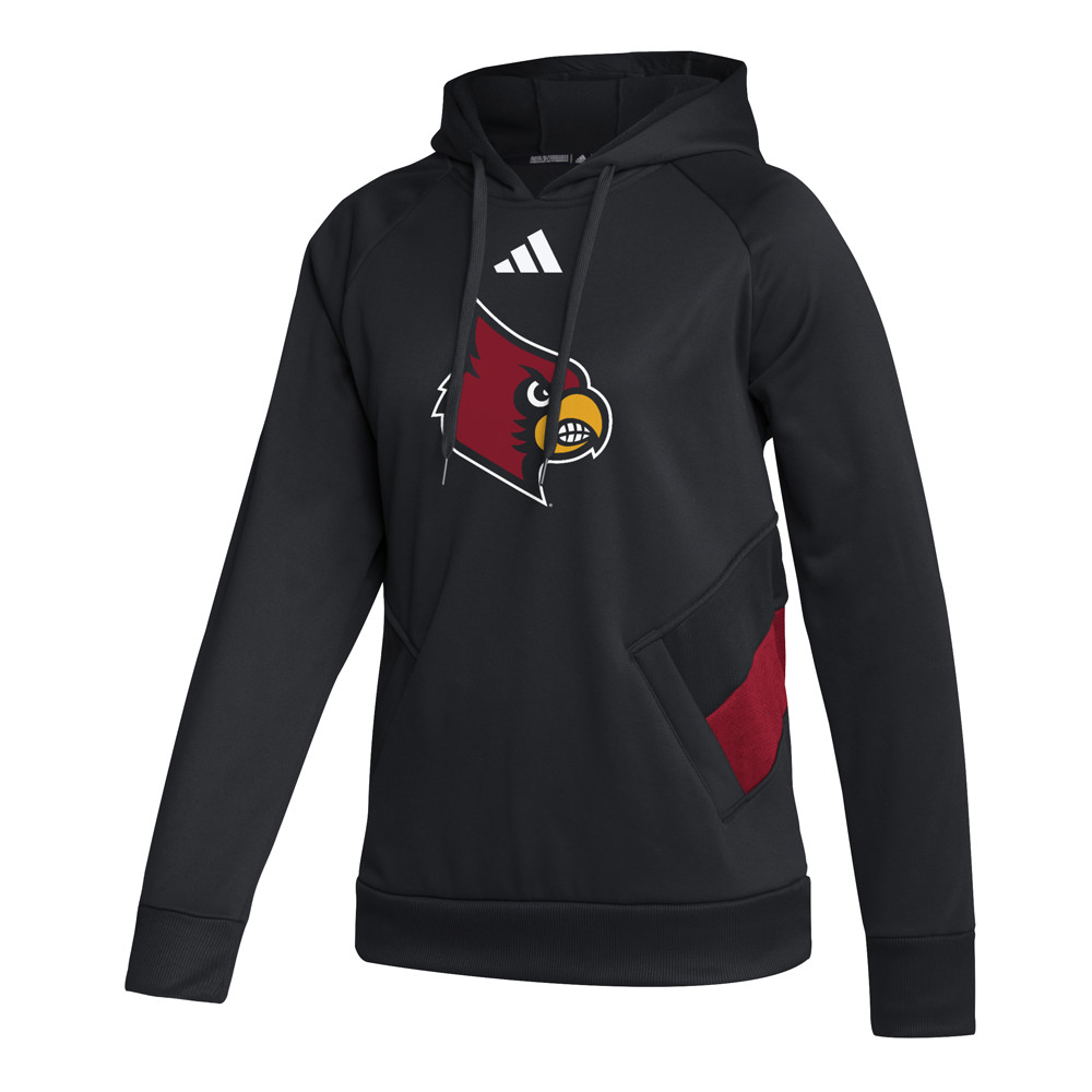adidas Louisville Cardinals Pullover Hoodie Womens Black Casual Outerwear IQ0290