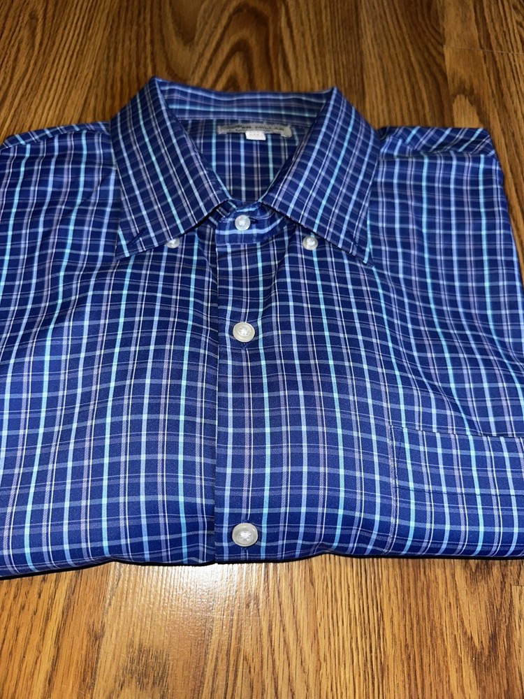 Peter Millar Men’s XLT Plaid Shirt Blue/Purple Summer Comfort Button Down