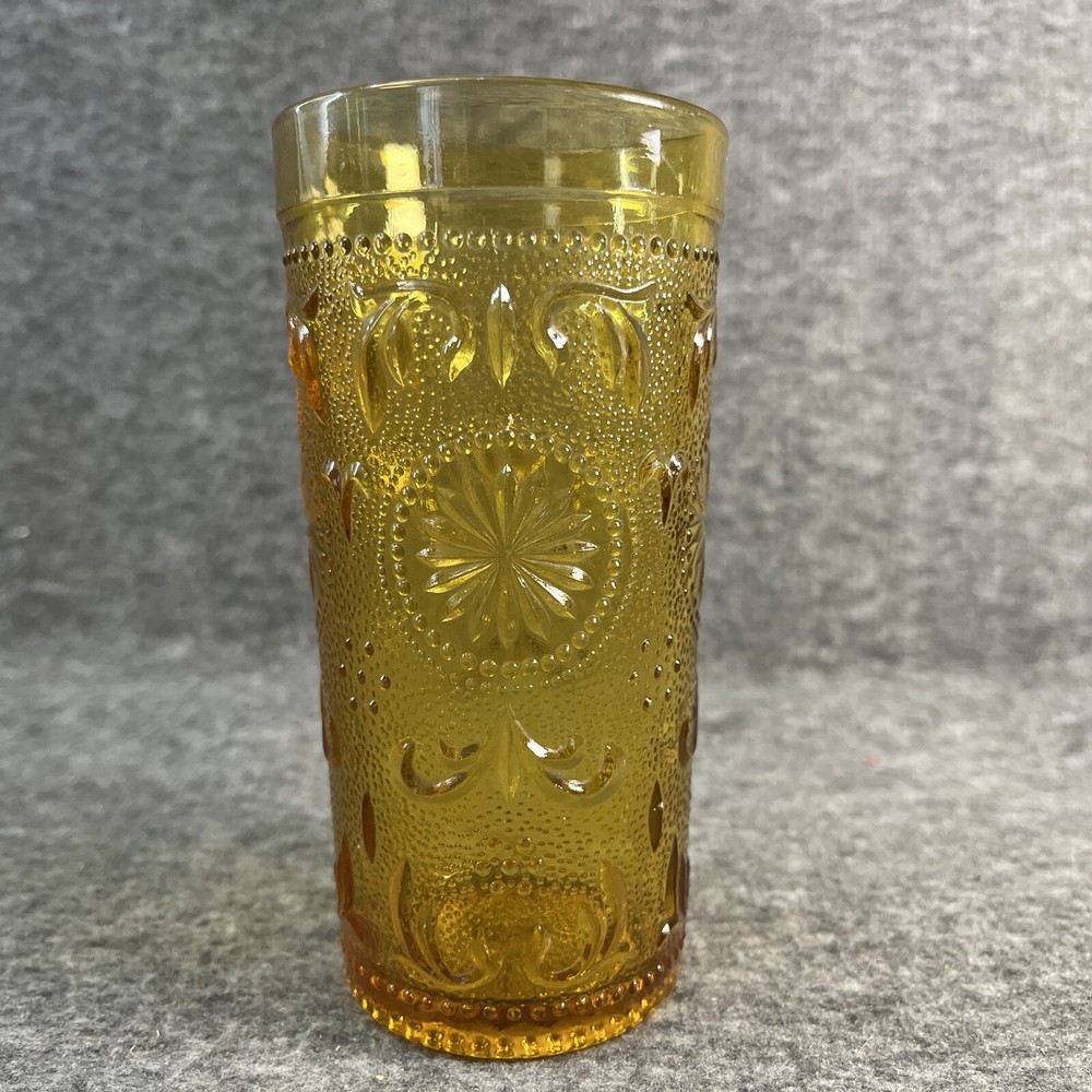 Vintage American Concord Amber by Brockway Glass Co. Tea Glass Tumbler 12 Oz