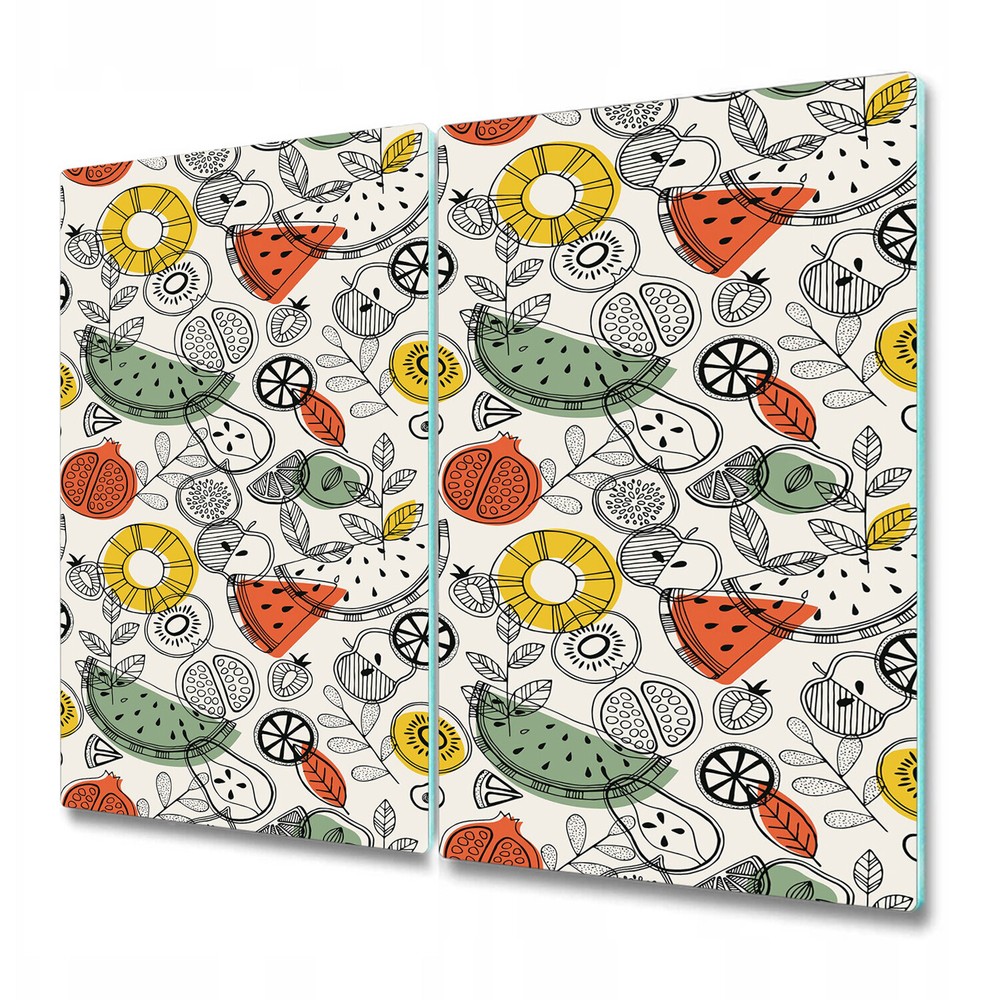 Glass Worktop Saver Kitchen Fruit Contours | | Colourful Soft Art | 2x30x52