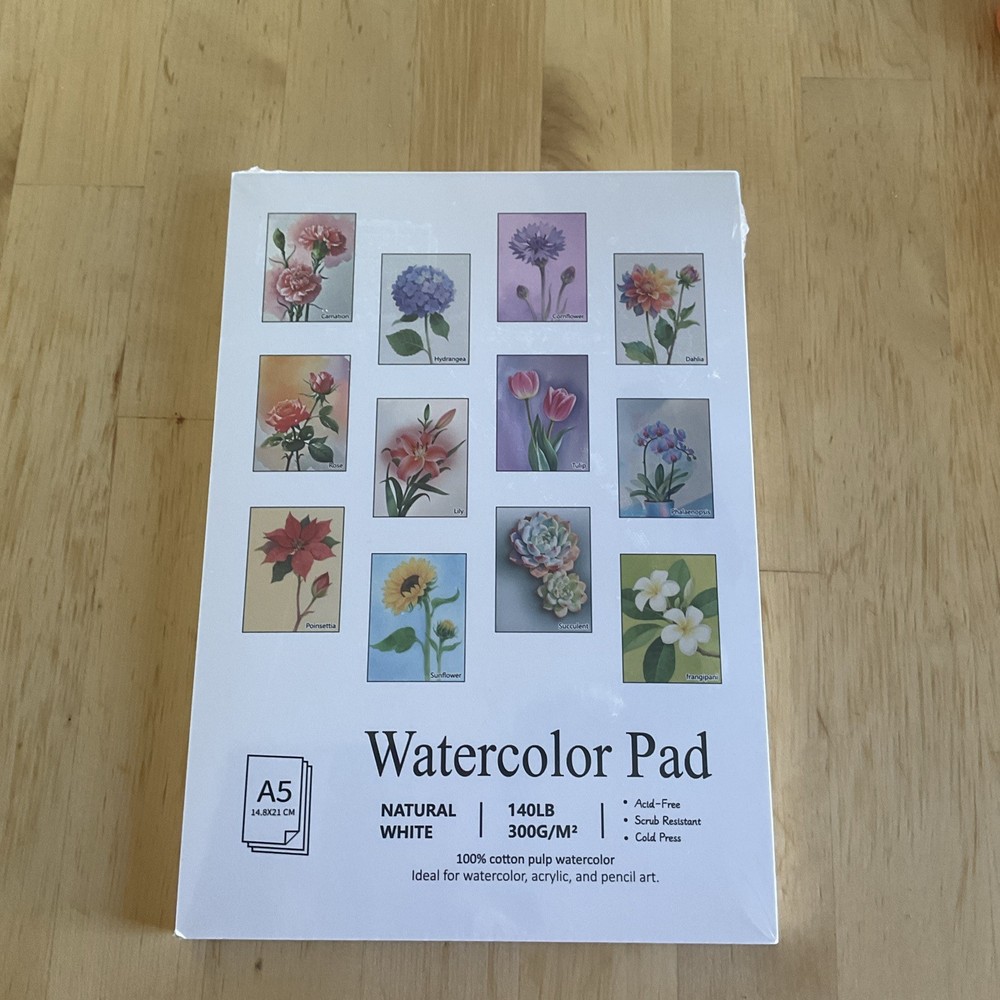 12 Sheets Flower Watercolor Paper Book 9x12'' Watercoloring Paper Pad Arts 10...
