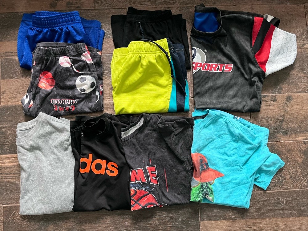 Boys Size Large / XL lot Of 9 Nike Adidas Sports Basketball Dinosaur Short Shirt