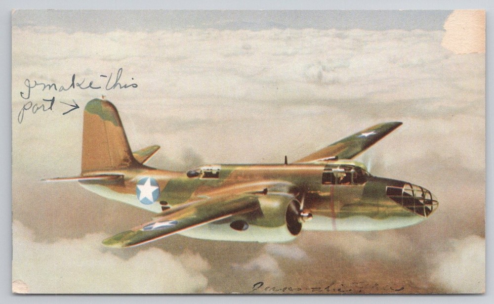 Douglas A-20 Havoc Bomber WWII Era Military Aircraft Postcard