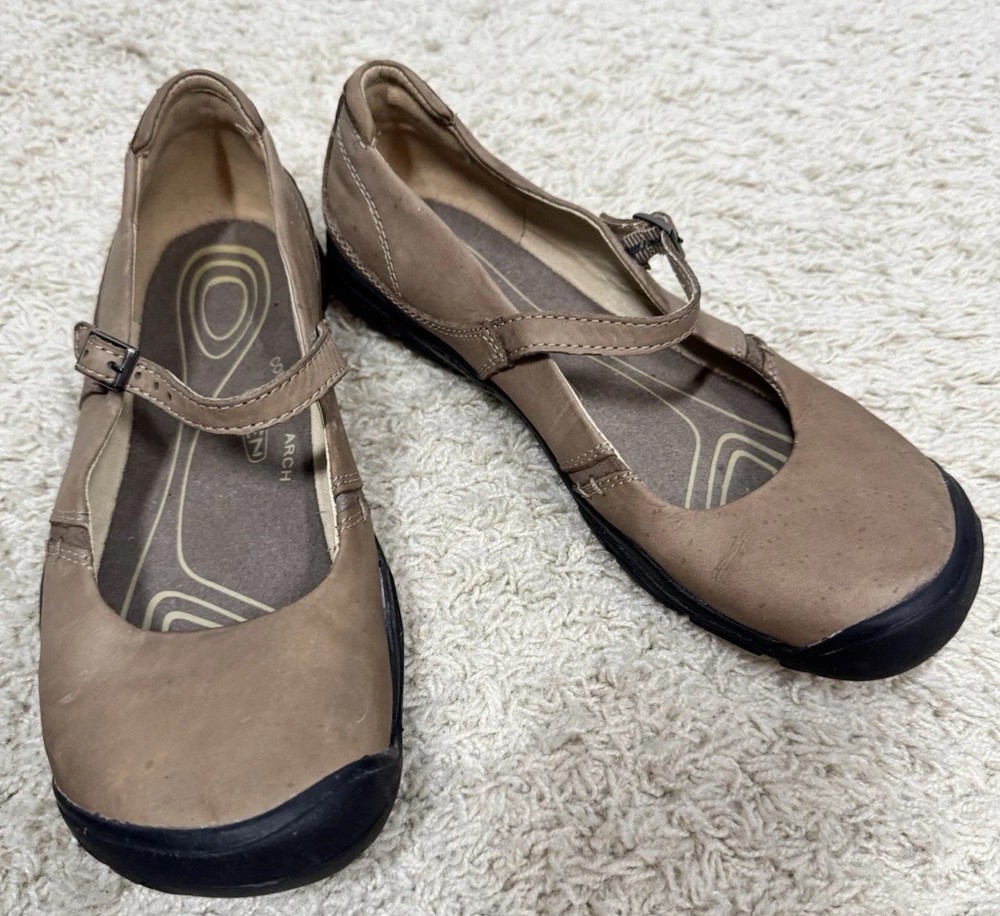 KEEN Delancey MJ CNX Women's Beige Leather Mary Jane Hiking Flats Size 8