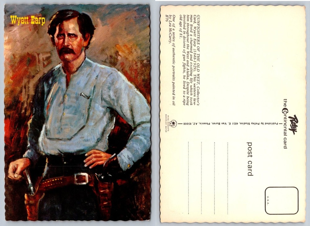 Wyatt Earp Gunfighter Old West Postcard Lea McCarty Oil Painting Petley Studios