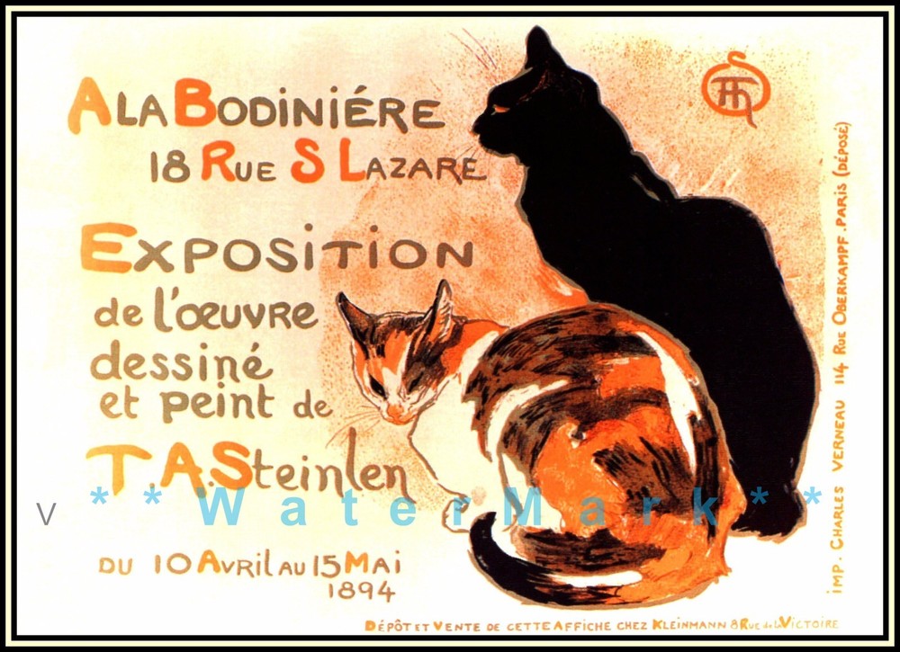 Steinlen Cats 1894 Paris A La Bodiniere Vintage Poster Print Retro Cat Decor