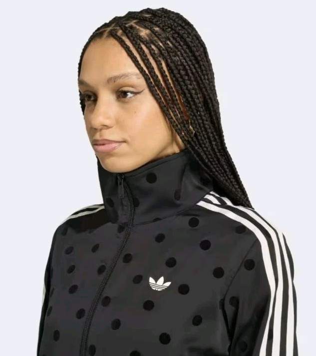 Adidas Black SATIN POLKA DOTS TT Track Top Jacket L Large New Nwt