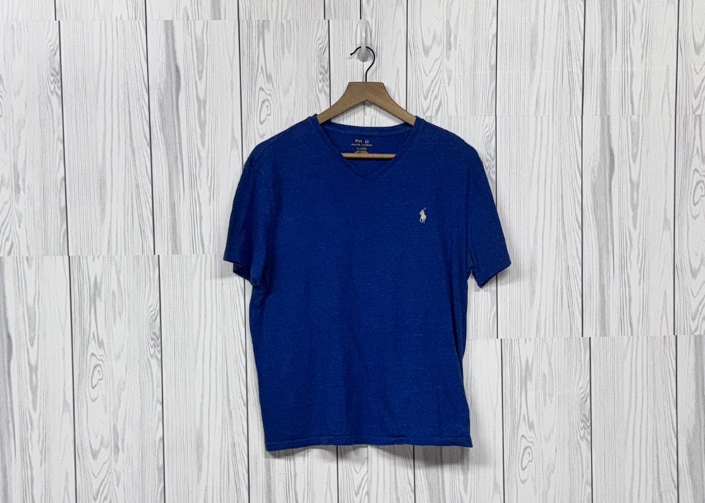 Polo Ralph Lauren t shirt mens size medium short sleeve v neck blue