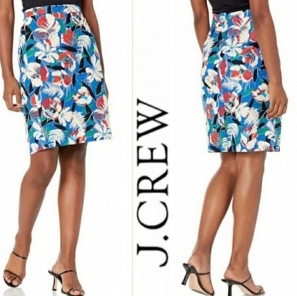 J. Crew Basket Weave Floral Pencil Skirt B8203, Size 6