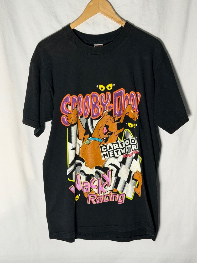 Vintage Black Scooby Doo Racing T-Shirt Size L
