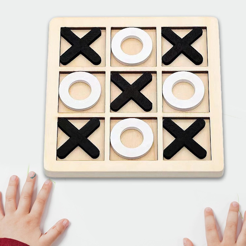 Wooden Board Tic TAC Toe Game Family Game Teaser for Kids