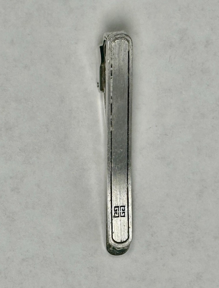 Givenchy Signed Silver Metal Rectangle Tie Bar/Clip Tie Clip for Men