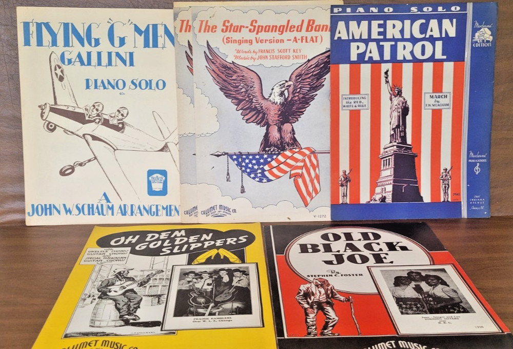Vintage Americana Sheet Music Book Lot, Piano, Guitar