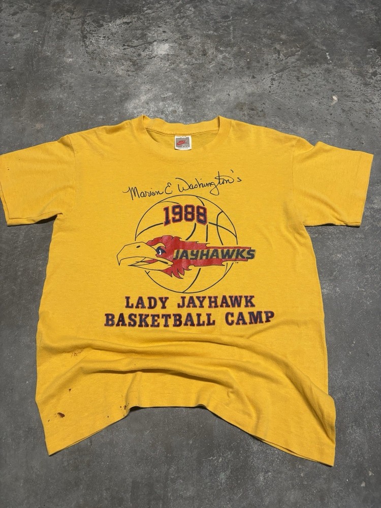Nike 80s Vintage Kansas Jayhawks T Shirt Single Stitch Made In USA Size Medium