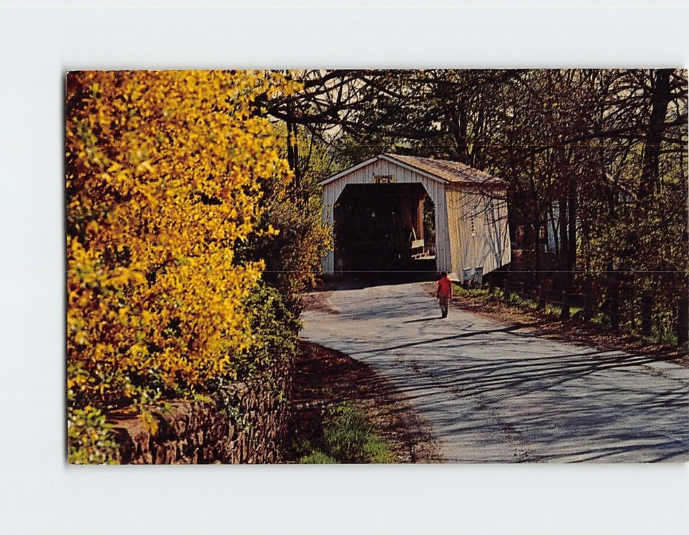 Postcard Green Sergeant's Covered Bridge Hunterdon County New Jersey USA