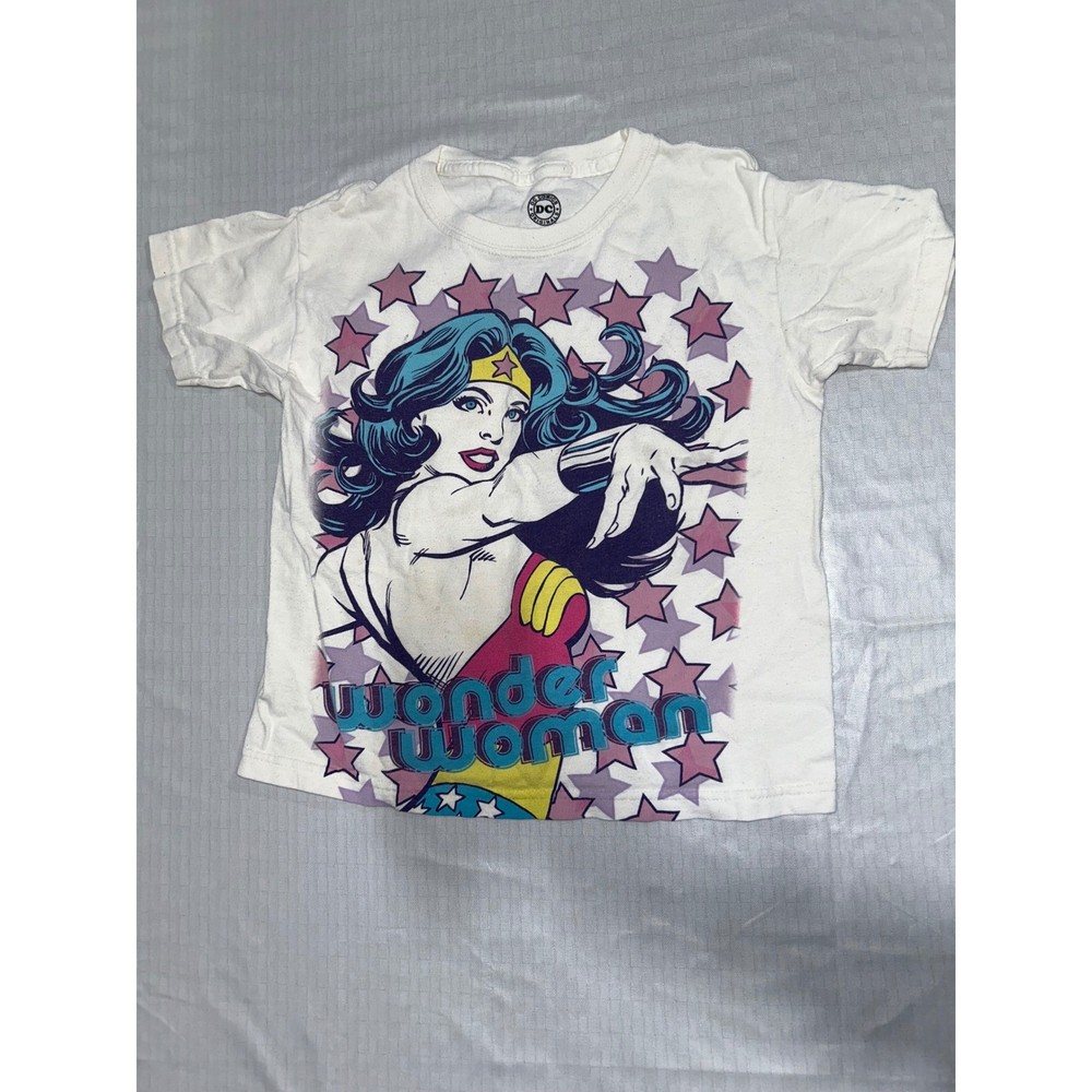 DC Comics Originals Wonder Woman Graphic T-Shirt White Stars Girls Size S