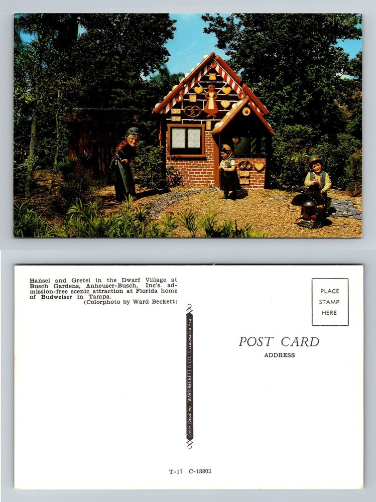 Tampa, FL-Florida Busch Gardens Dwarf Village Hansel and Gretel Vintage Postcard