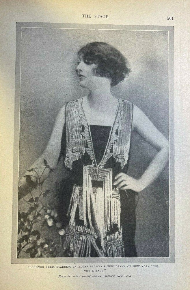 1920 Vintage Magazine Illustration Actress Florence Reed