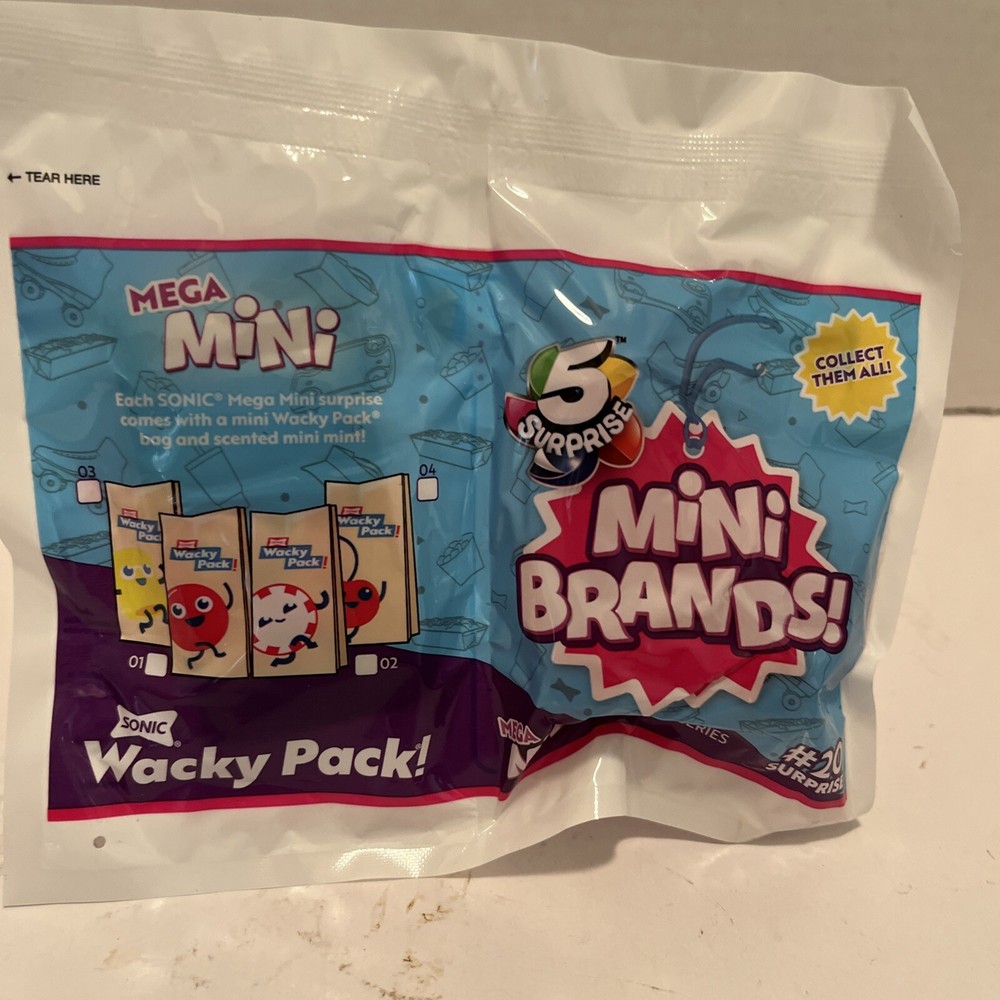 Sonic Mini Brands  # 20 Wacky Pack New Zuru Drive In 5 Surprise Sealed Bag