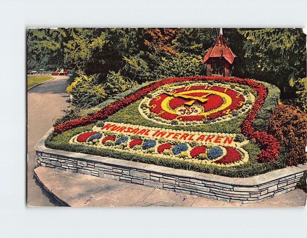 Postcard Blumenuhr Kursaal Interlaken Switzerland