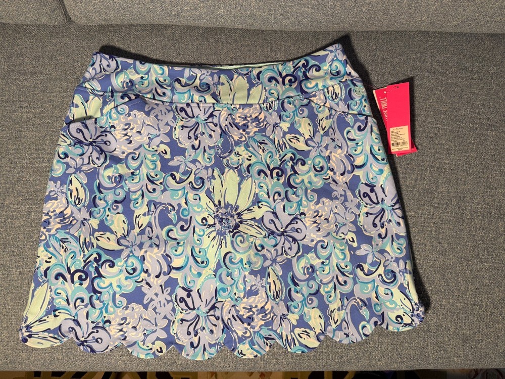 Lilly Pulitzer Luxletic Skort Skirt Blue Floral Size 14 NWT Women’s Free Ship