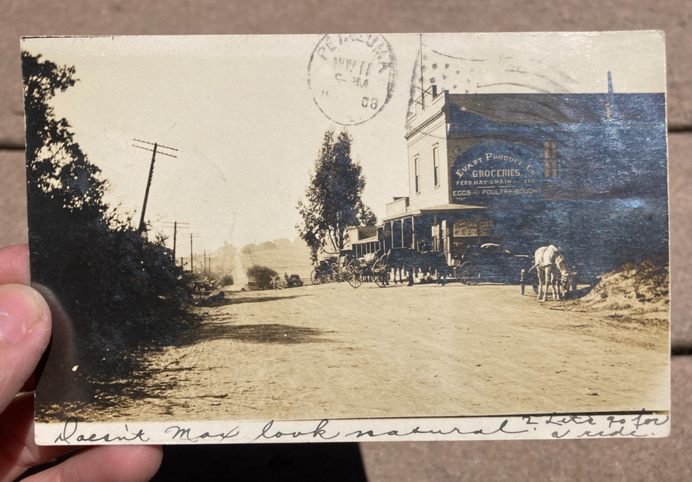 RPPC Real Photo Postcard Sonoma County California Penngrove Evart Groceries Prod