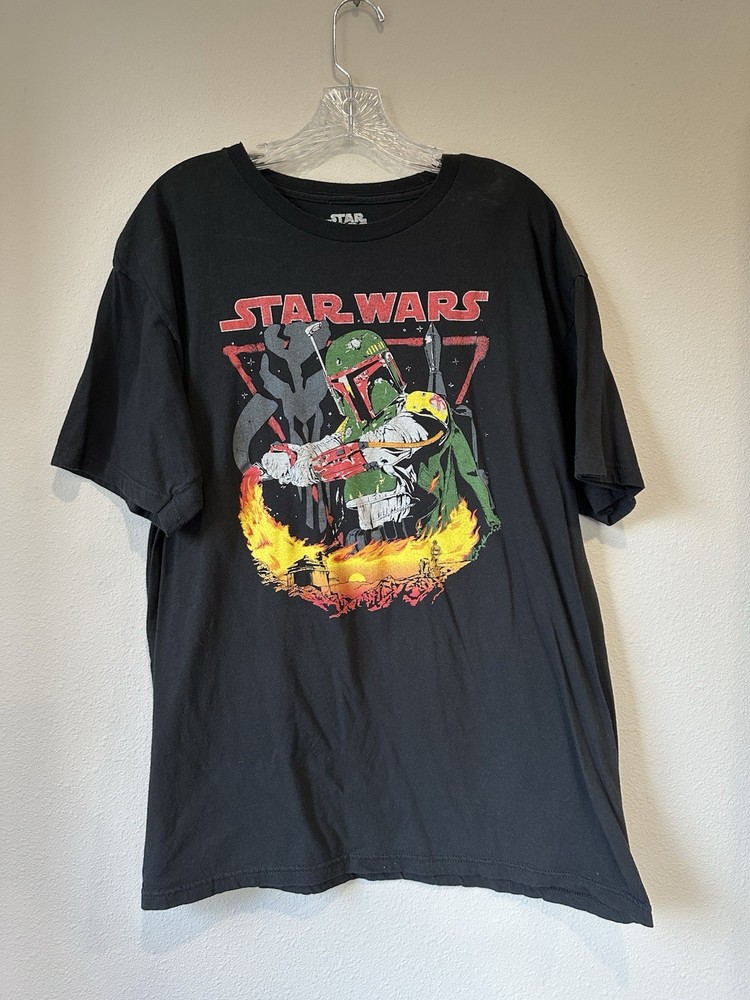 Star Wars Boba Fett Short Sleeve Black Licensed T-Shirt Size Xxl Fifth Sun Flame