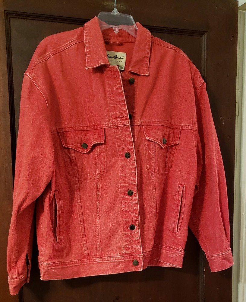 Eddie Bauer Women's Red Jean Jacket L 26