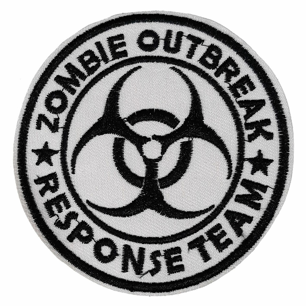 BIOHAZARD SYMBOL embroidered iron-on PATCH BLACK WARNING LOGO ZOMBIE APOCALYPSE