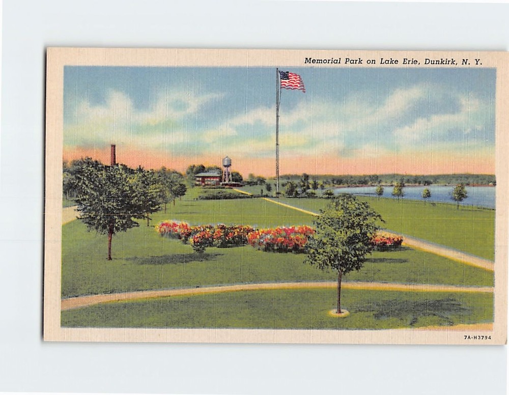 Postcard Memorial Park on Lake Erie Dunkirk New York USA
