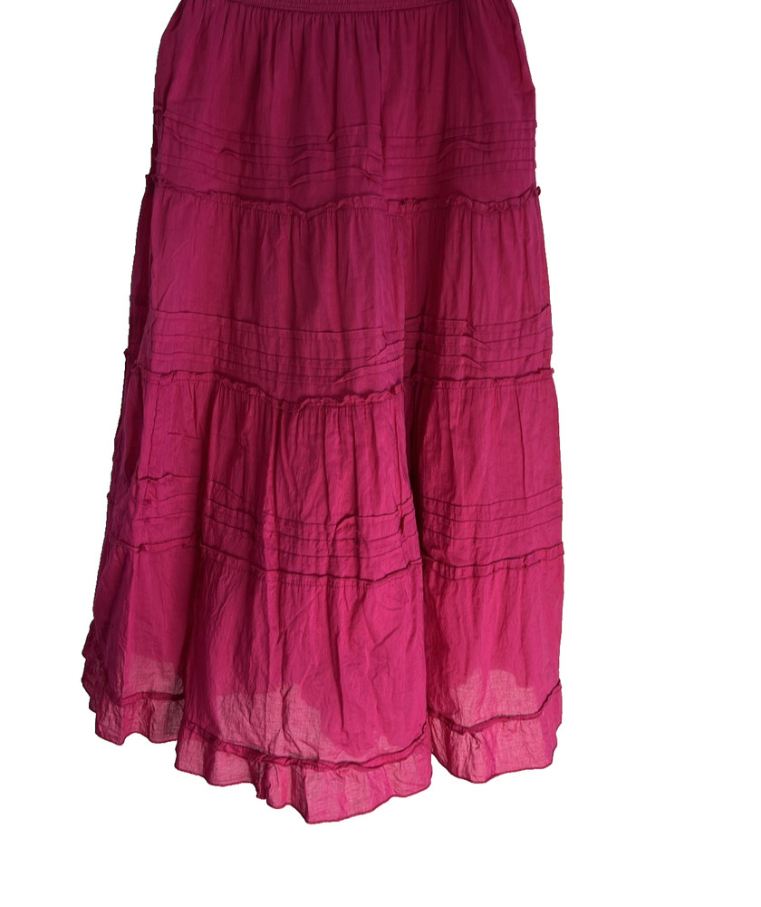 Vtg Jane Ashley Pink Tiered Peasant Skirt M Maxi Hippie Boho Cotton Lightweight