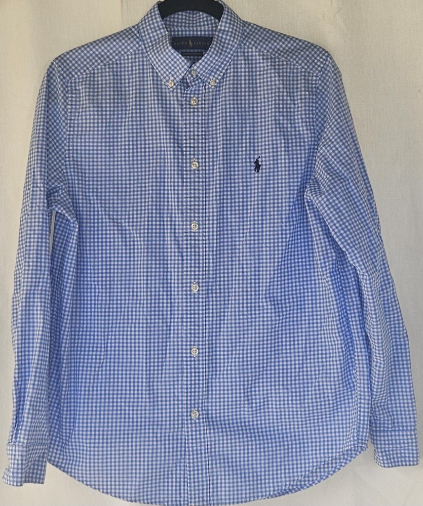 Ralph Lauren Boys XL 18/20 Plaid Button-Up Polo Logo Long Sleeve Shirt