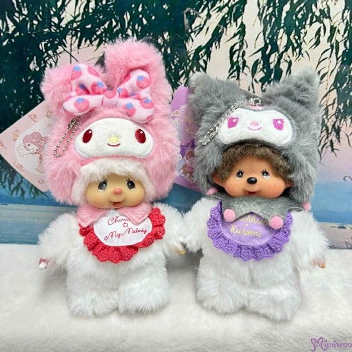 244461+78 Monchhichi x Melody & Kuromi 18cm Plush Keychain Mascot ~ PAIR ~