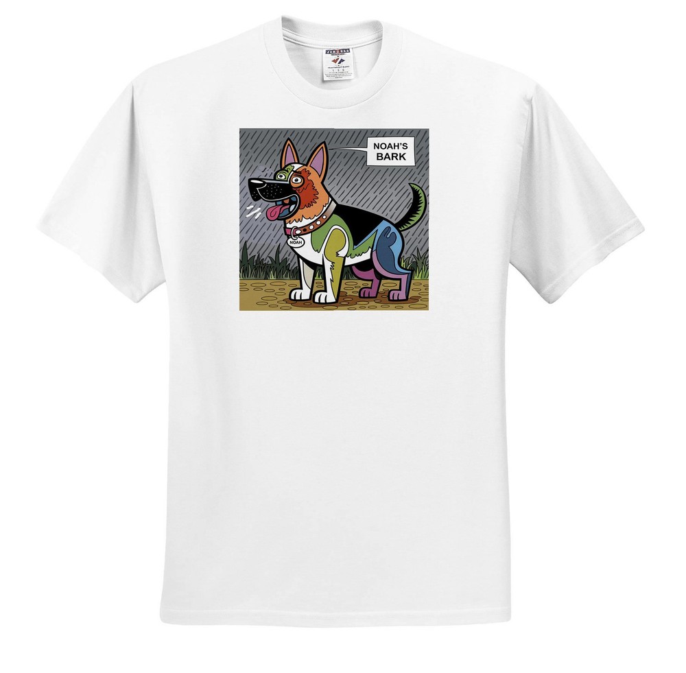 3D Rose Funny German Shepherd Dog Barking Noahs Bark Pun T-Shirt Design
