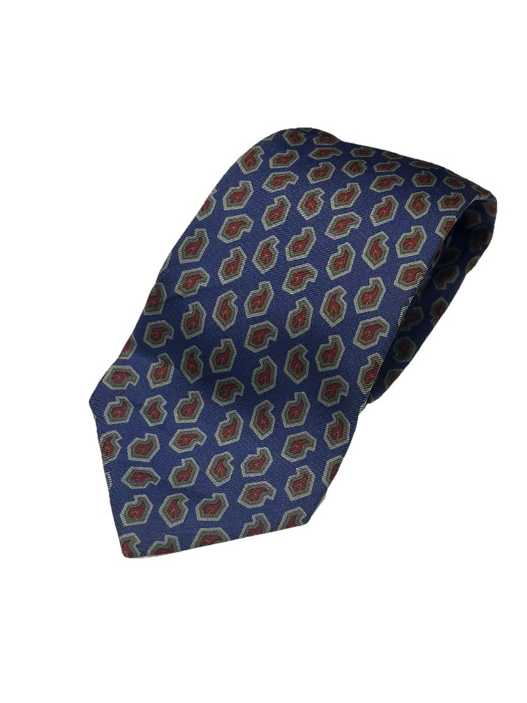 Etro Milano 100% Silk Tie Paisley Blue green red Italy