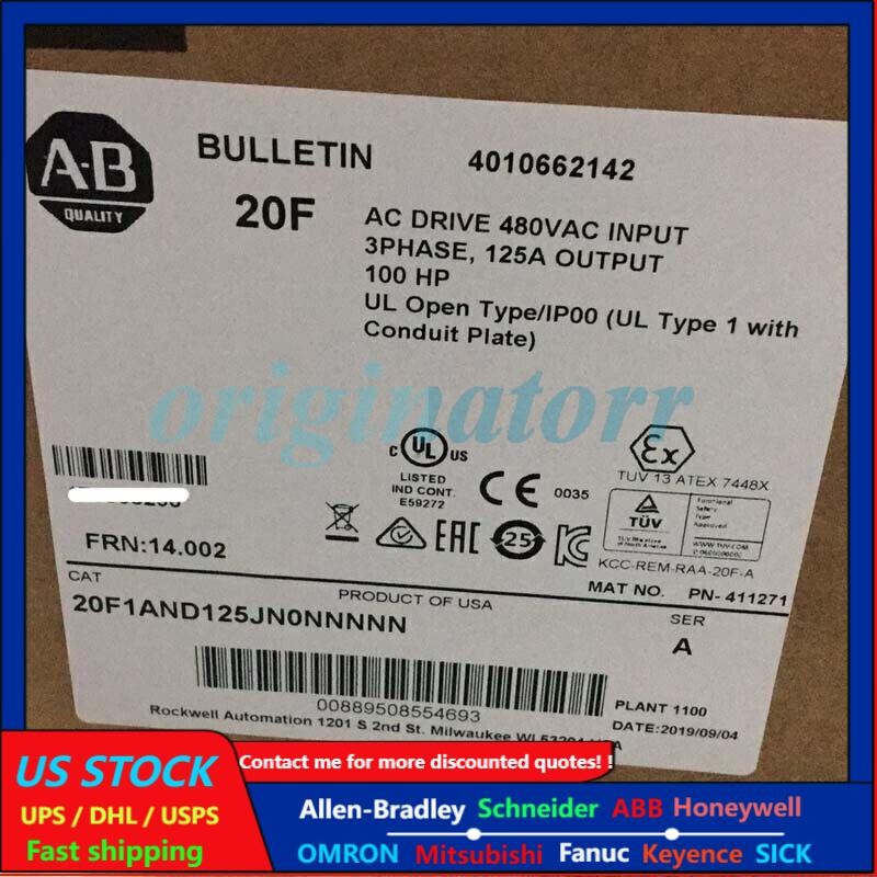 20F1AND125JN0NNNNN Allen-Bradley PowerFlex Air Cooled 753 AC Drive US Free Tax
