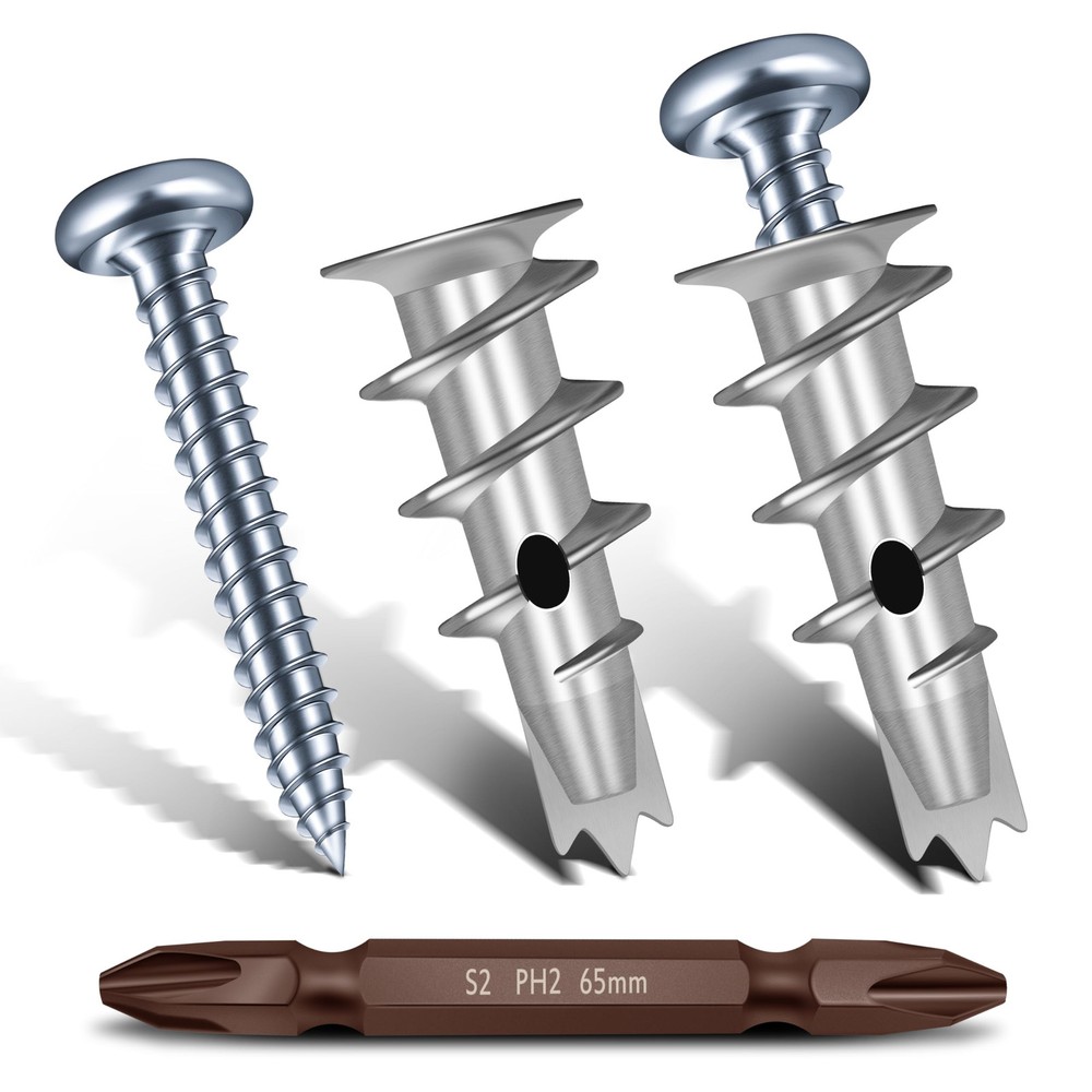 Zinc Self Drilling Drywall Anchors Kit with Hollow Wall Anchors and Screws for Secure Mounting