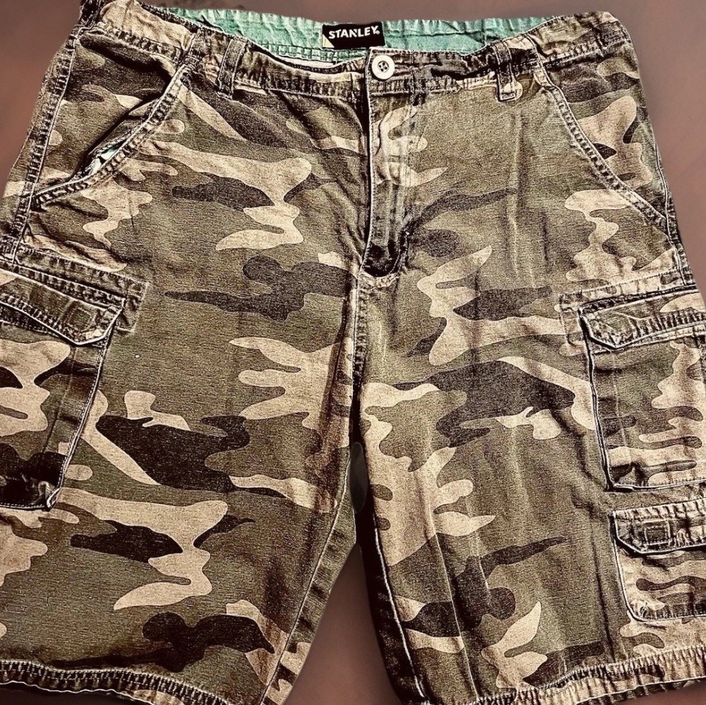 Stanley Cargo Shorts Mens 34 Camo Ripstop Workwear Tactical Outdoor