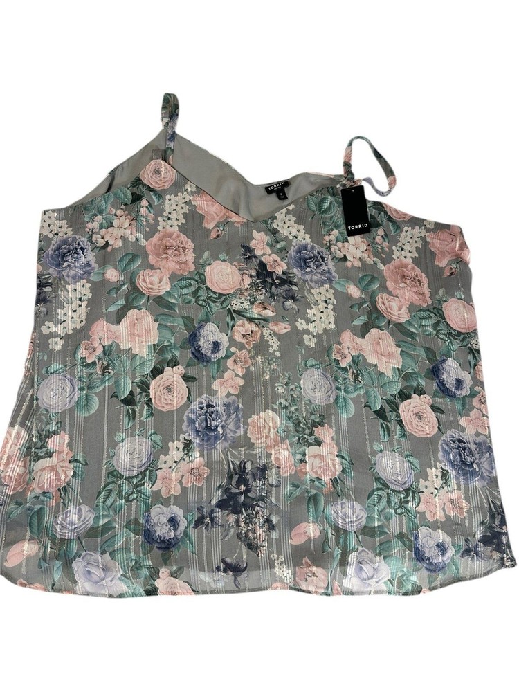 Torrid Women’s Sophie Chiffon Swing Cami Floral Print Shimmer Size 4 4XL NWT