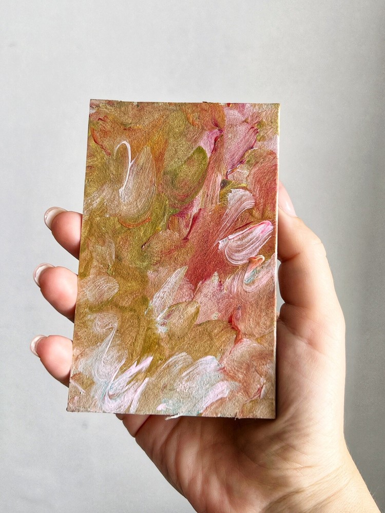 Small Abstract Acrylic Painting Modern Contemporary Miniature Art Shelf Decor