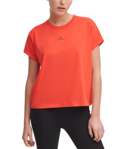DKNY NWT Sport Activewear Cotton Logo Short Sleeve T-Shirt TEE TOP Size L Red