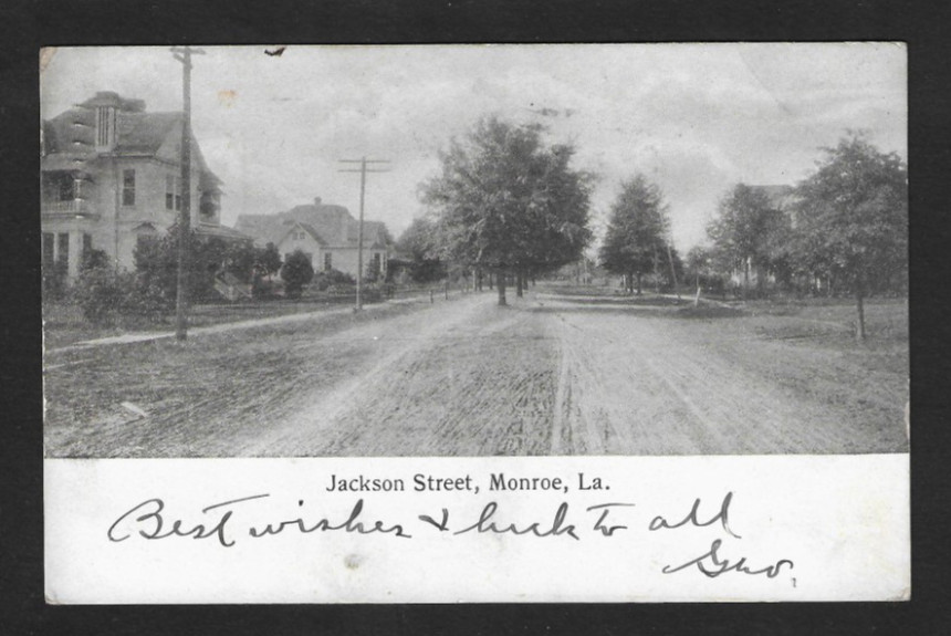 PM 1907 UDB Postcard - Jackson Street Scene, Monroe LA-Louisiana